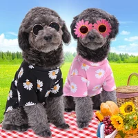 summer dog clothes puppy pet clothes cute daisy black pink t shirt for chihuahua pug for small medium dogs outdoor pets clothin
