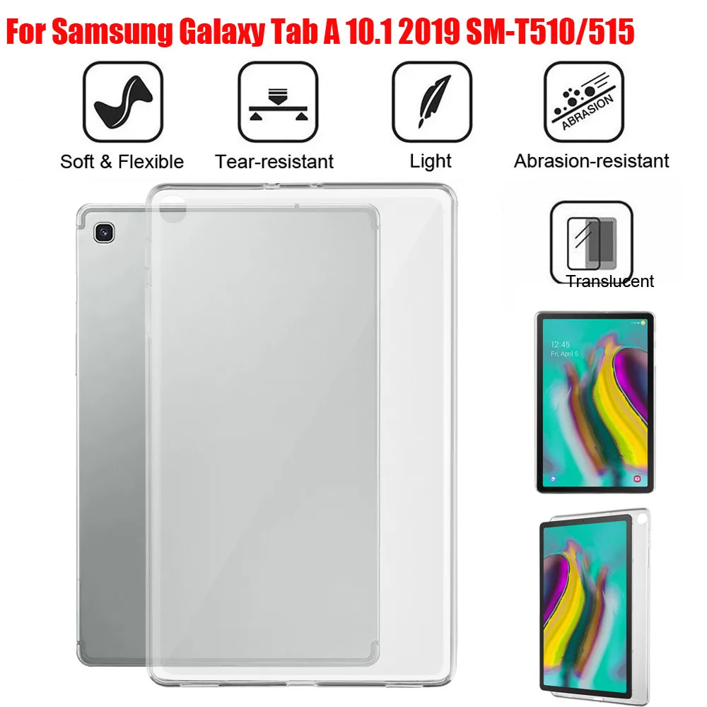 

Мини-Чехол, мягкий прозрачный чехол, защитный чехол для Samsung Galaxy Tab A 10,1 дюйма 2019 SM-T510/515, гибридный резиновый ударопрочный чехол из ТПУ