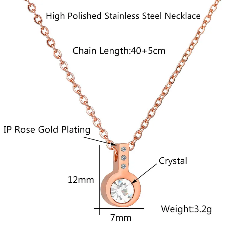 ELSEMODE романтическое розовое золото CZ кубический цирконий камень кулон ожерелье