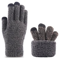 cheap winter touch screen gloves unisex knitted warm gloves mens fingerless touchscreen gloves text gloves thick plush mittens
