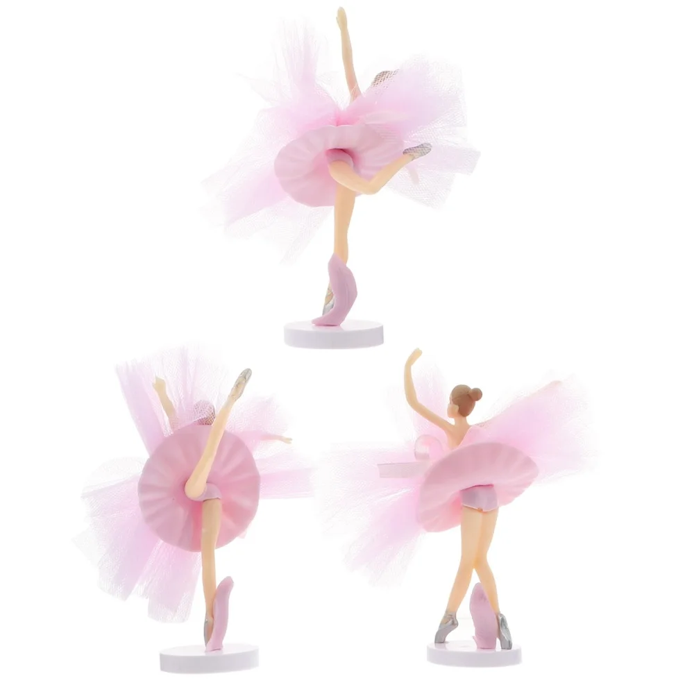 

3 Sets Ballerina Cake Toppers Party Cake Decoration Creative Dessert Ornament