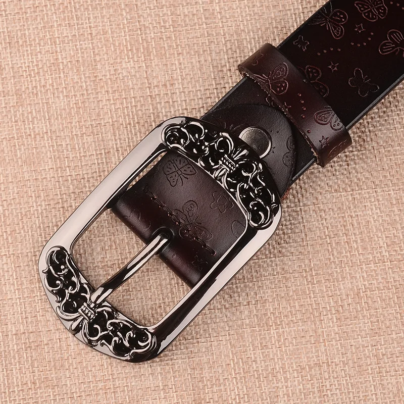 New Women's Leather Belt New Fashion High-grade Genuine Pure Men Belt Jeans European American Vintage Personality Punk Luxury