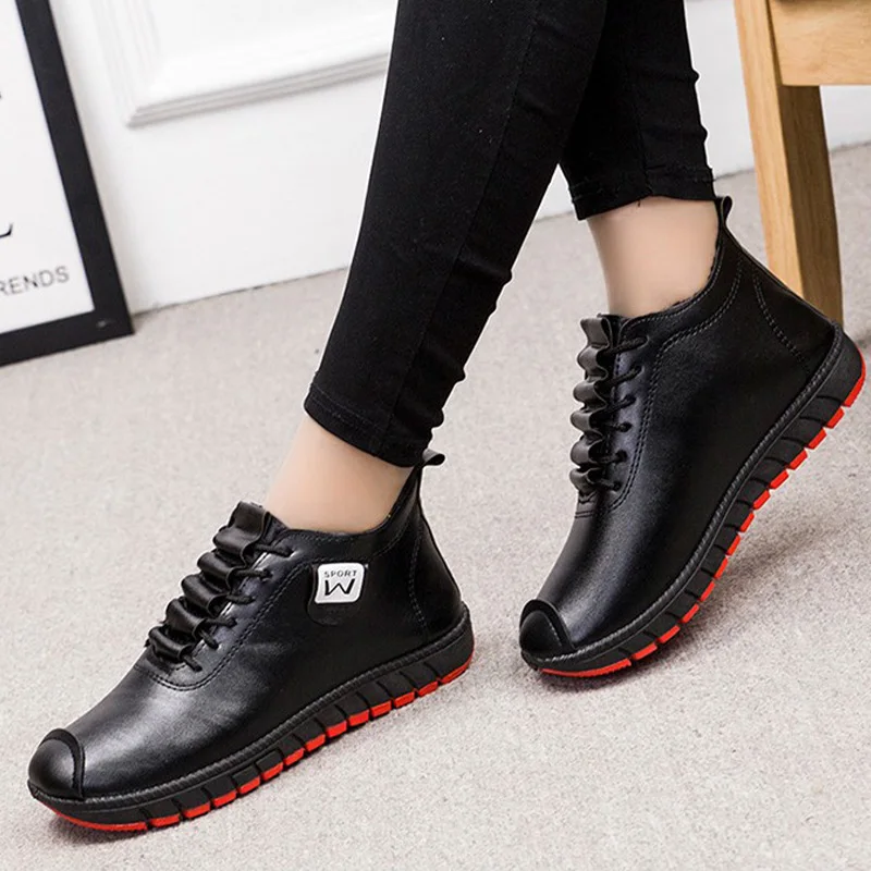 

Женские зимние ботинки на плоской подошве, женские теплые плюшевые кроссовки из искусственной кожи, женские зимние ботинки, обувь, повседне...