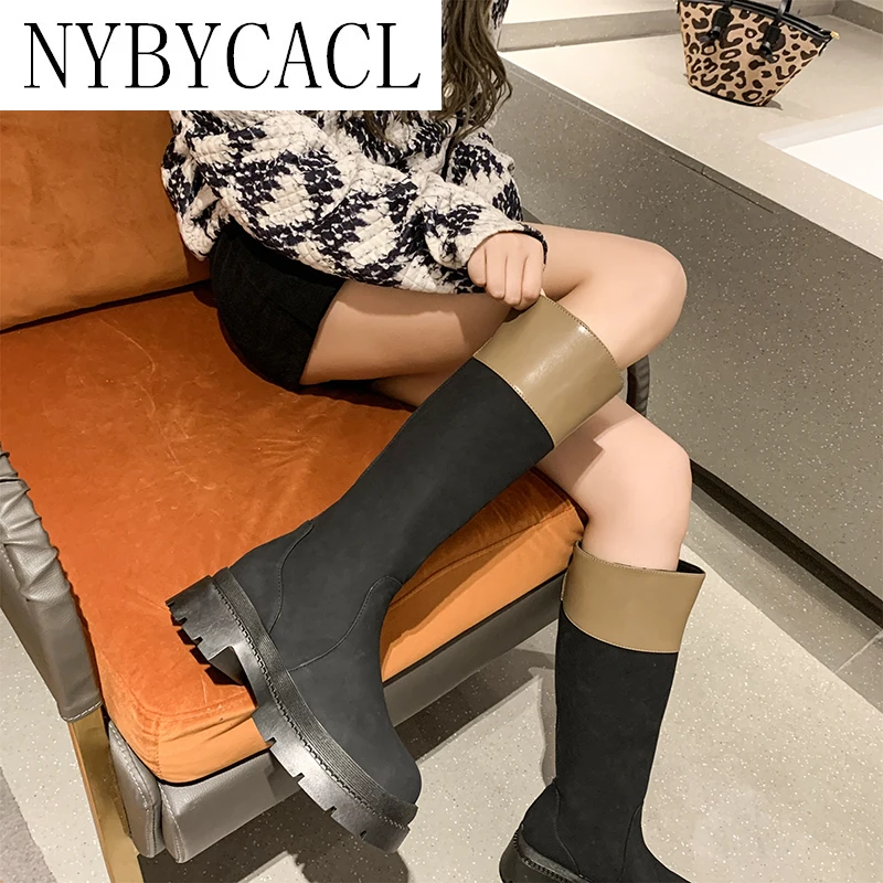 NYBYCACL 2022 NEW Women's Rubber Boots Boots-women Shoes Woman Winter Shoes  Low Heels booties Round Toe Rain Mid Calf Autumn