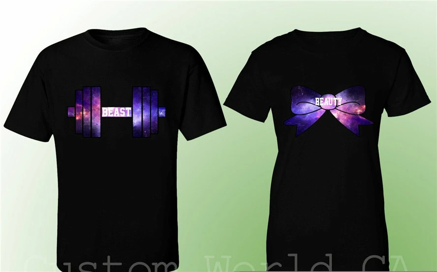 Парная футболка красавица Зверь Новый дизайн его ее любовь парные футболки Galaxy Diy