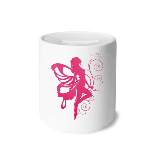 

Butterfly with Pink Wing Pretty Angel Money Box Saving Banks Ceramic Coin Case Kids Adults