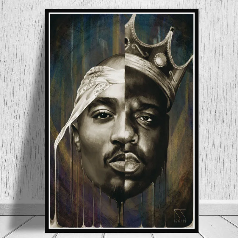 Портрет большого и Тупака холст фотообои принты 2Pac современное настенное