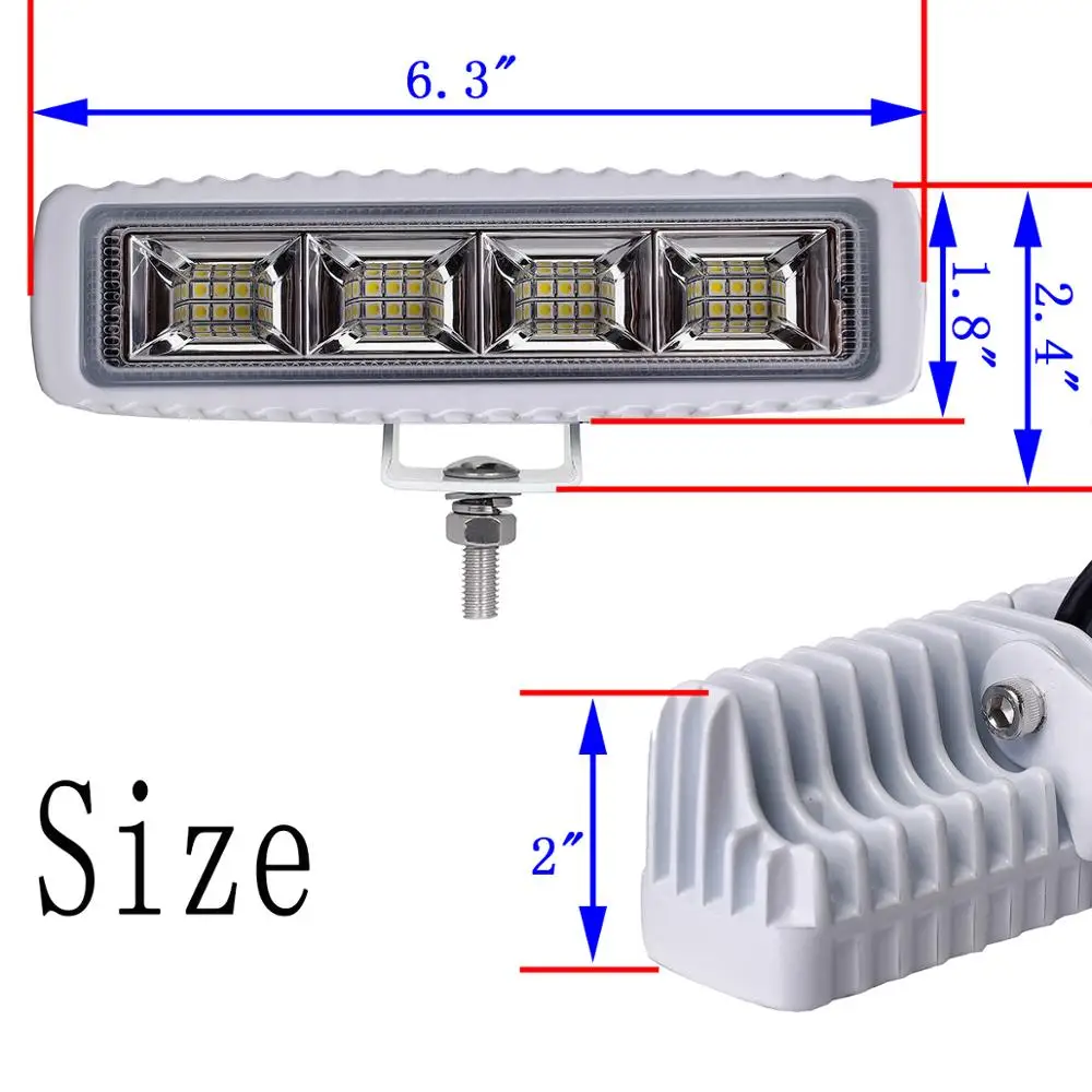 2x Светильники для лодок Led Bar водонепроницаемые с белым корпусом 36W Навигационные морские светильники для палубы и причала с широкой лучистостью для рыболовного грузовика SUV.