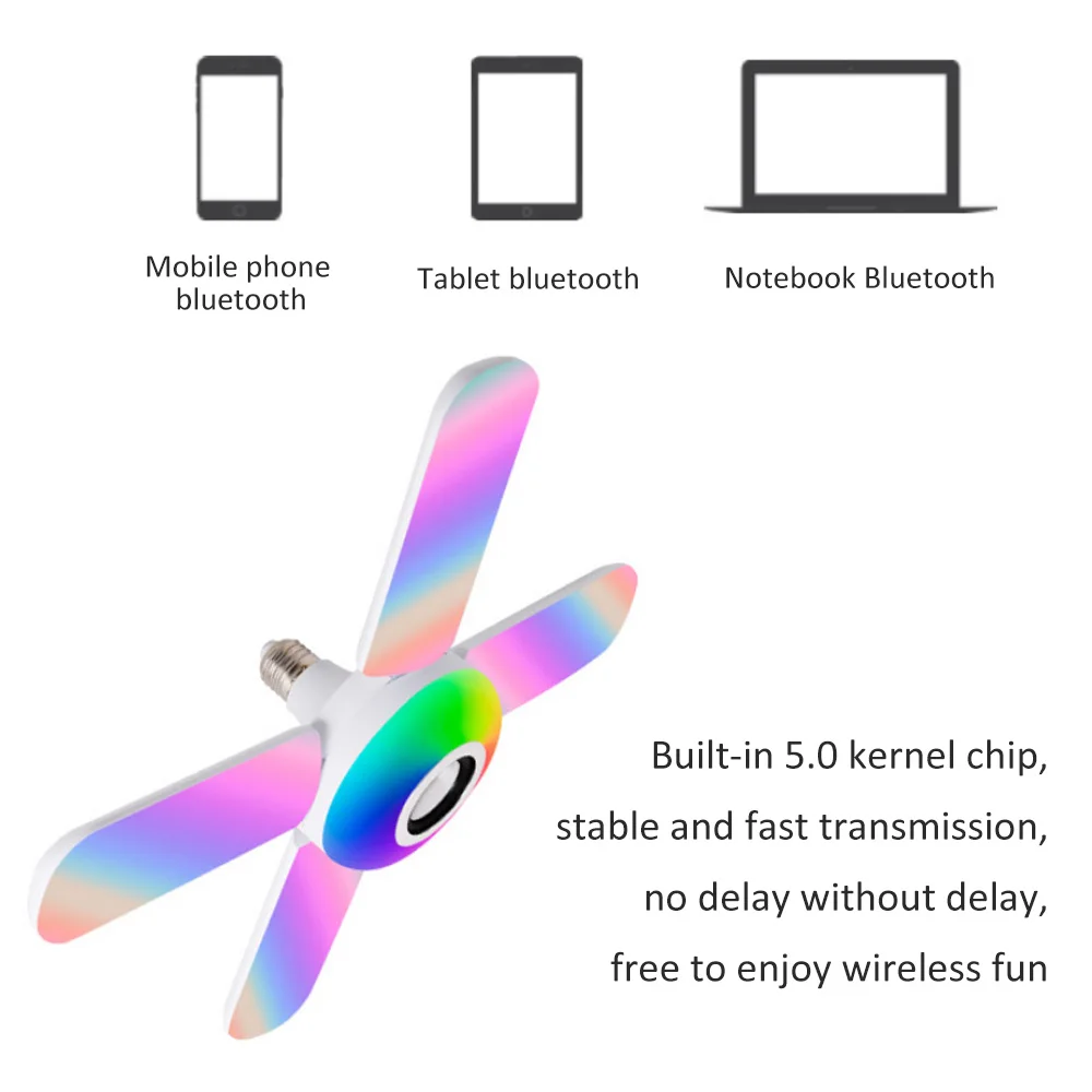 

LED Four-Leaf Bluetooth Music Light For Home Bedroom Folding RGB Four Leaf Fan Home Bedroom Dimmable Smart Colorful Party Light