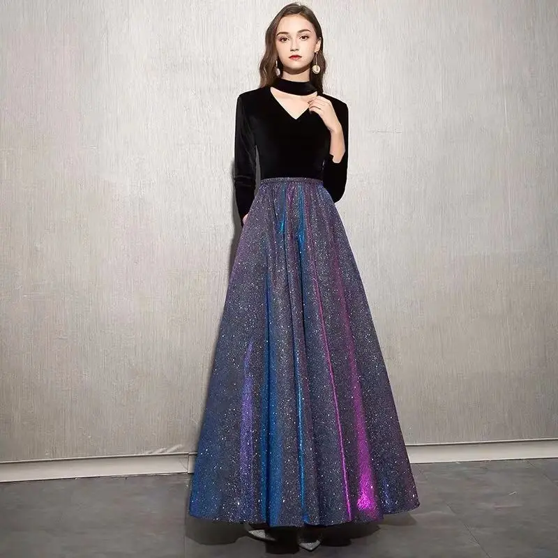 Женское платье новинка 2019 женское приталенное вечернее с длинным рукавом |