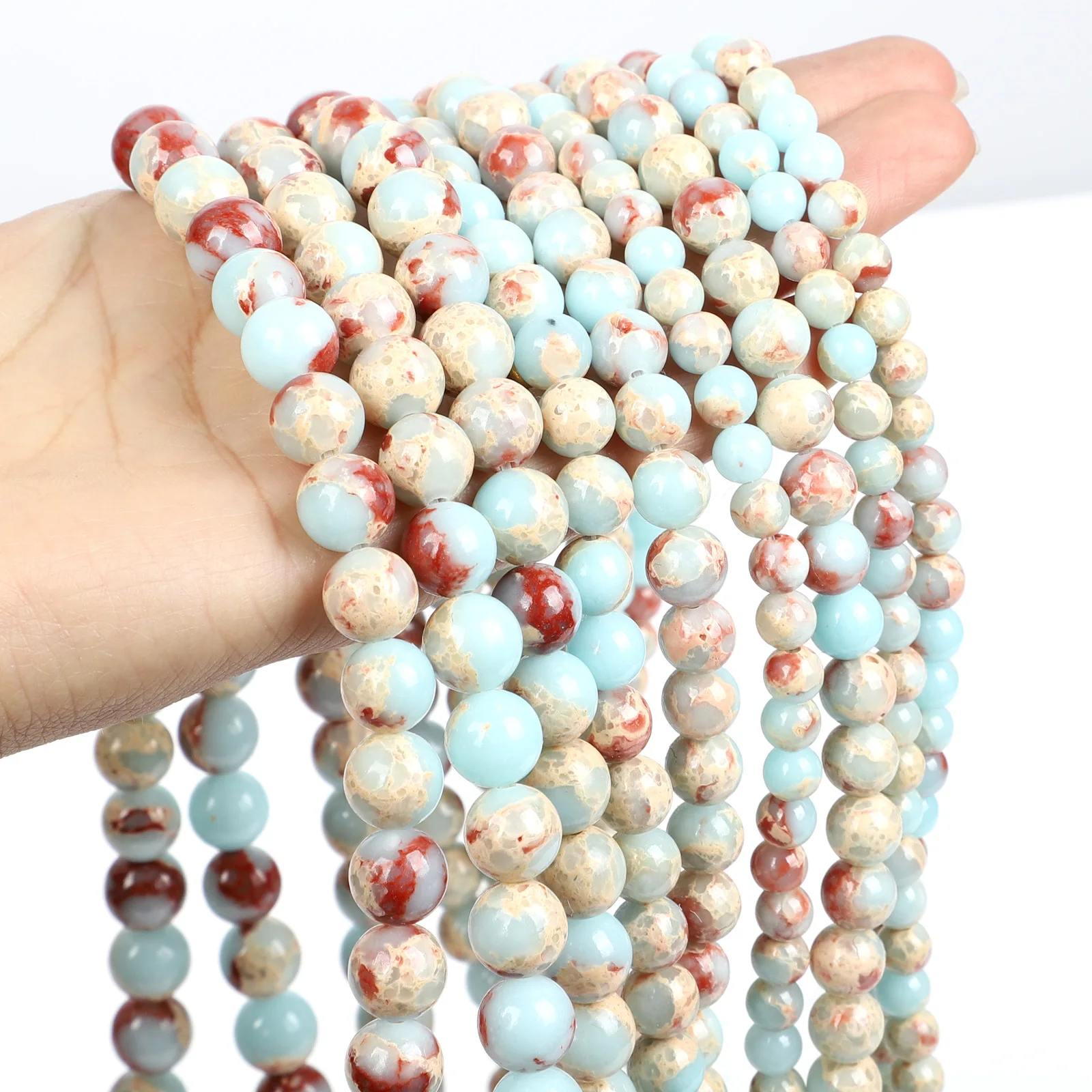 Бусины из натурального камня 15 дюймов незакрепленные бусины змеиной кожи синего