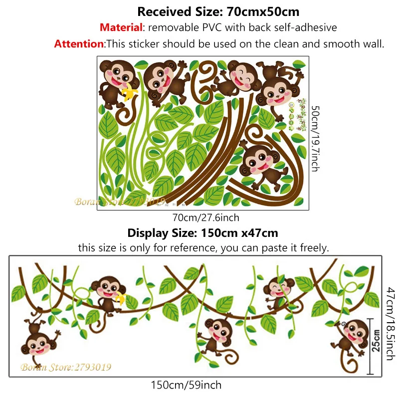 С героями мультфильмов с изображением милой обезьянки восхождение настенные