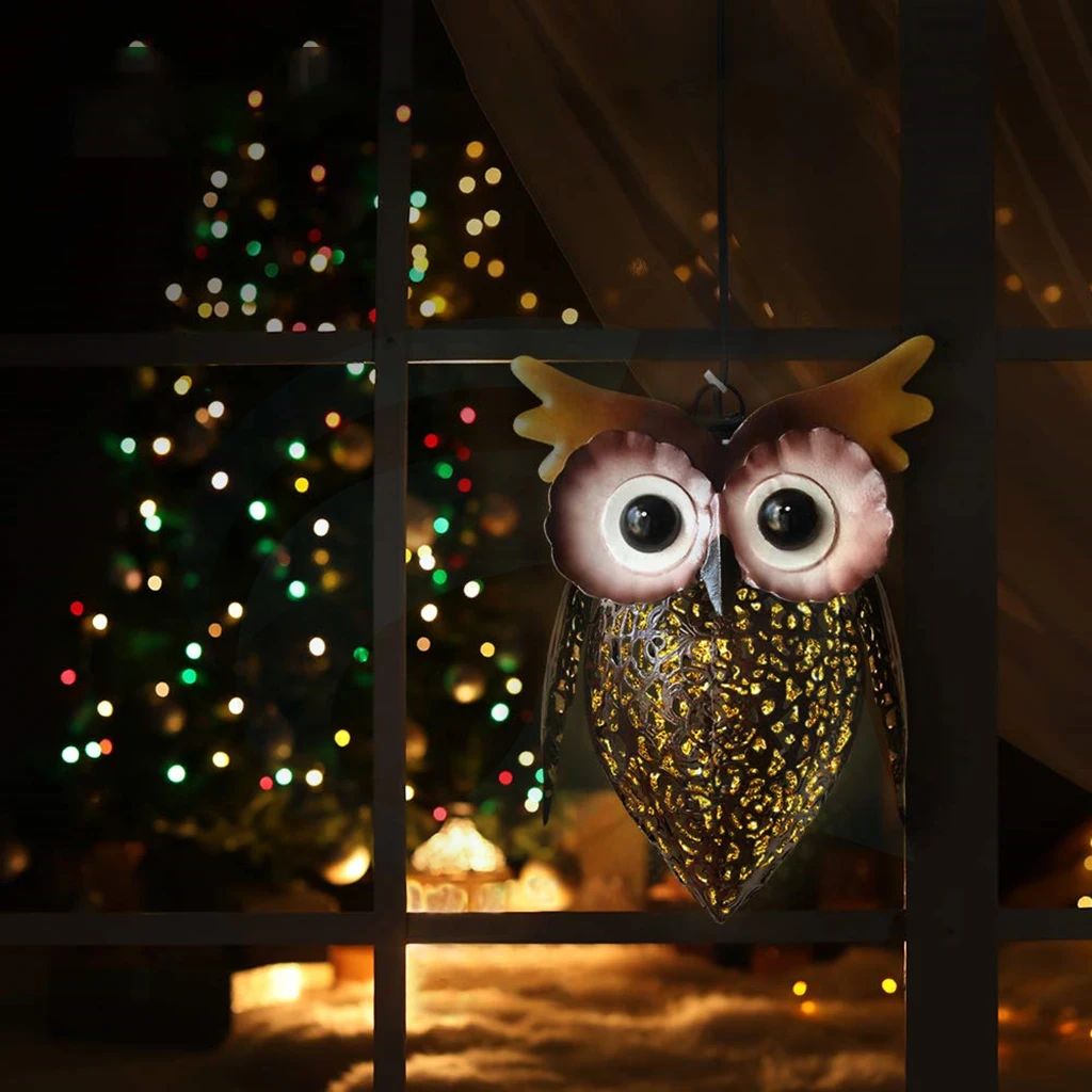 

Fashion Iron Art 6.3 Inches Owl Solar Lights IP65 Hanging Lantern Outdoor Decorations Night Lamp for Garden Lawn Courtyard