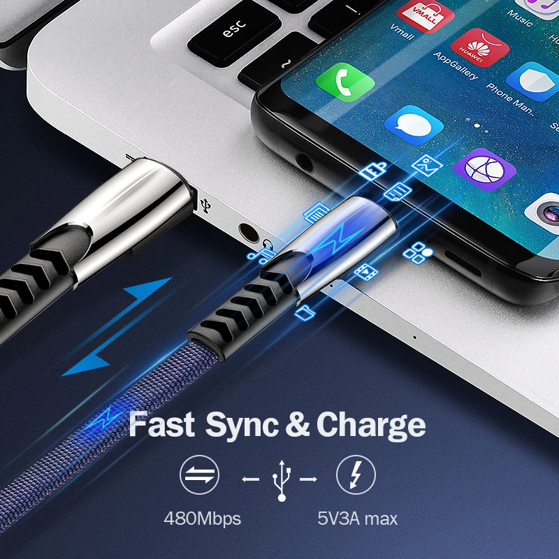 Кабель Micro USB Type C для быстрой зарядки Samsung кабель USBC 3 м к адаптеру|Кабели мобильных