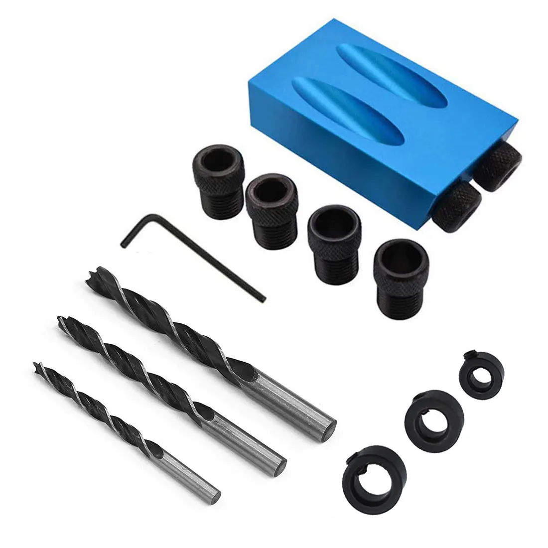 14pcs Blue 14 шт./8 шт./7 шт./3 шт. карманное отверстие джиг сменный 6 мм 8 мм 10 мм сверло направляющая задняя дюбель джиг комплект Сверло по дереву для деревообработки - Цвет: 14pcs Blue