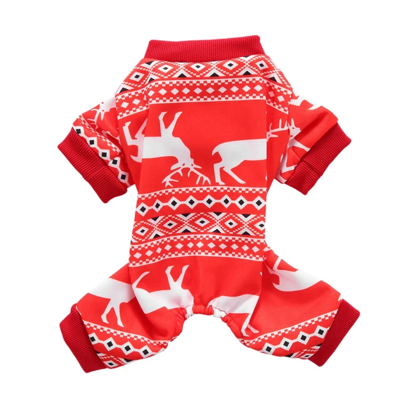 LX2084R Собака 4 брюки с широкими штанинами Рождественская одежда для домашних животных собак Теплый комбинезон Щенок Рождественская одежда для малых и средних собак куртка для собак, пальто, костюм - Цвет: LX2084R