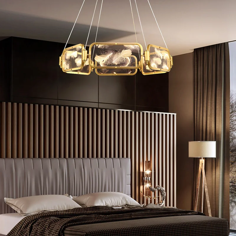 Современная круглая хрустальная люстра FKL светильник в виде пера лампа для