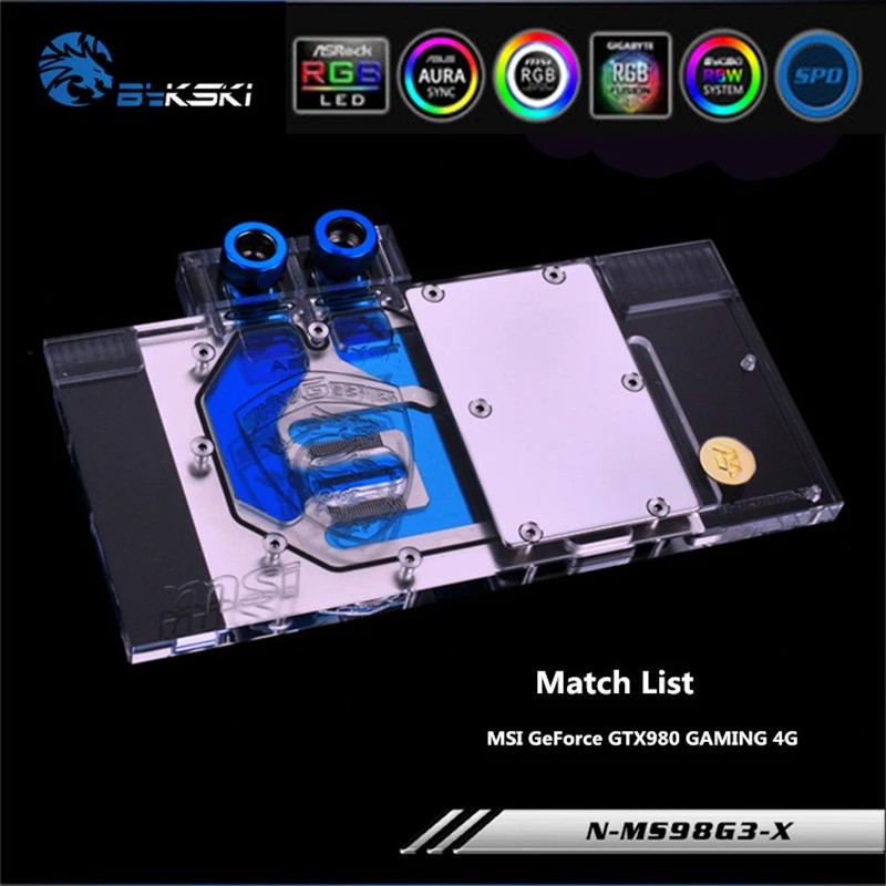 

Водяной блок Bykski для видеокарты VGA MSI GeForce GTX980 980ti