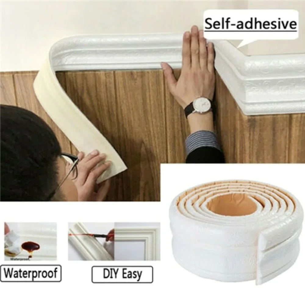 

2.3M 3D Sticker Wall Trim Line Skirting Border home Decoration accessories modern Household For Living Room DIY Background Decor