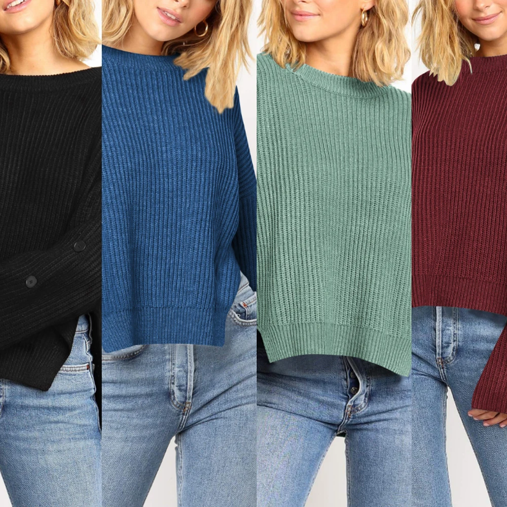 Женский свитер с воротником-хомутом красный вязаный джемпер длинным рукавом