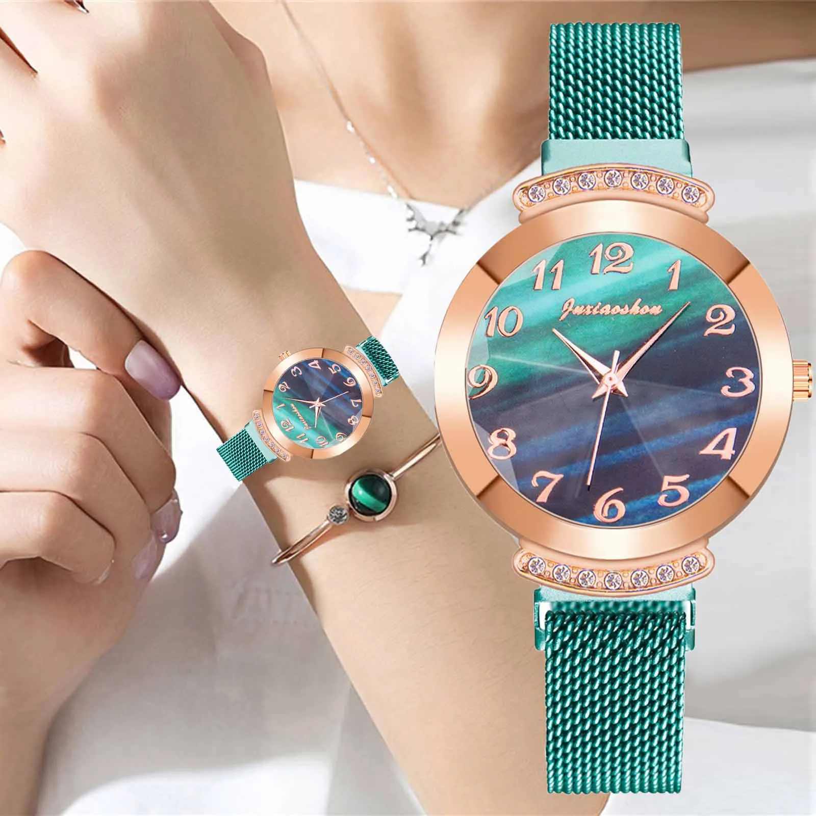 

Women Fashion Mesh Luxury Watches Clock Stainless Steel Casual Wrist Crystal Jewelry Diamond Dial Watch Relojes Para Mujer Часы