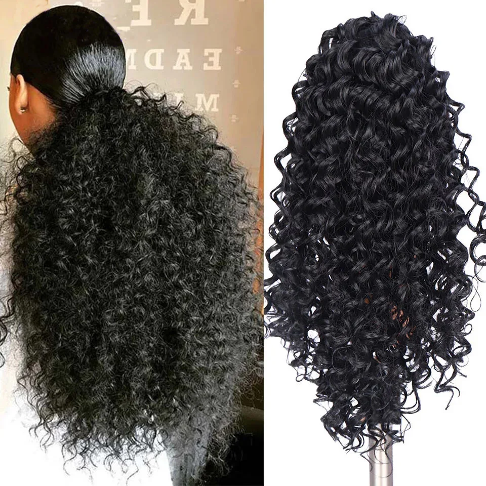 

MSTN Clip In Synthetic Short Curly Ponytail Fake Hair Extension Black Drawstring Ponytails Hairpiece Pony Tail Hair Extension