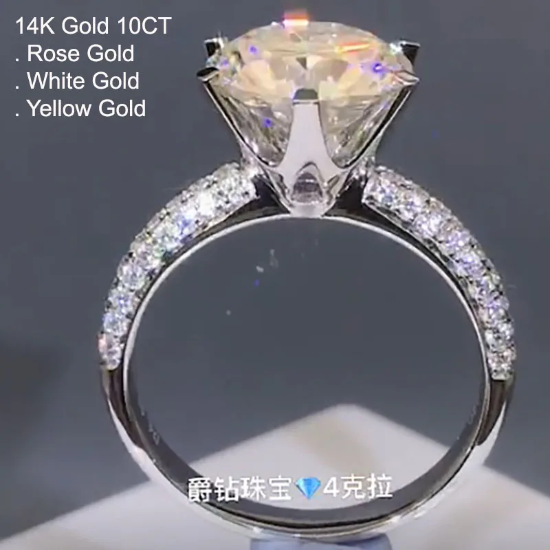 Женское кольцо с бриллиантом из муассанита и золота 14 к 10 карат|Кольца| |