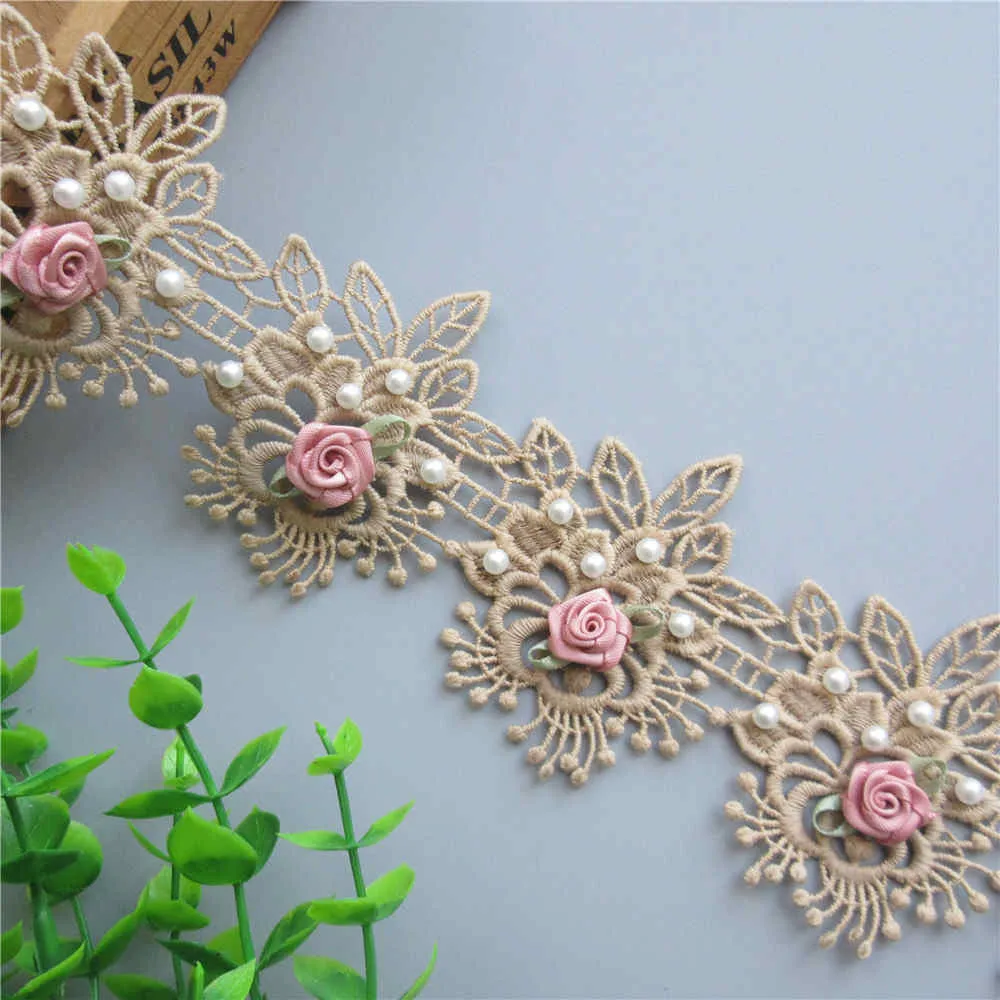20x золотой жемчуг цветок кружево обрезка вышитая кружевная лента ткань швейное