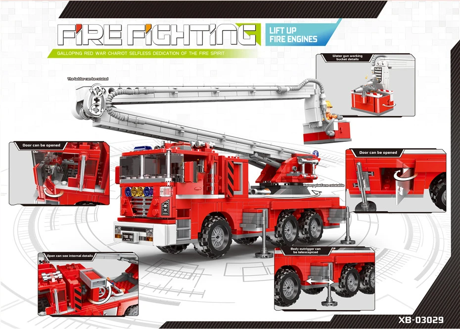 XINGBAO 03028/03029/03030/03031 город пожарная машина серии 4 стиля пожарная машина конструкторных блоков, Детские кубики Совместимость