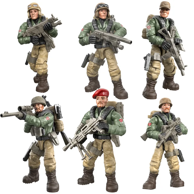 

Wolf Force Military Building Blocks World War II Army soldiers Action Figure Weapons Guns Model 6 In1 Sets Bricks Toys for Boy
