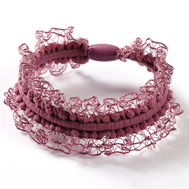 10 шт. элегантные женские веревочки для волос двойной кружевной ободок резинка