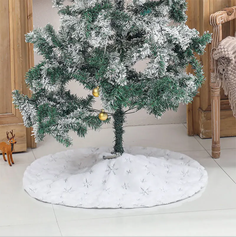 

78cm-150cm Christmas Tree Skirt Round Base Floor Mat Cover Plush Party Home Decor