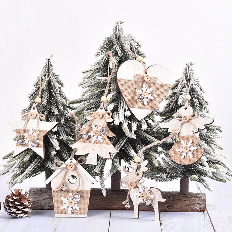 

Santa Claus Elk Snowman Wooden Christmas Tree Decoration Pendant New Year Decoration Hanging Ornaments Christmas Home Decor