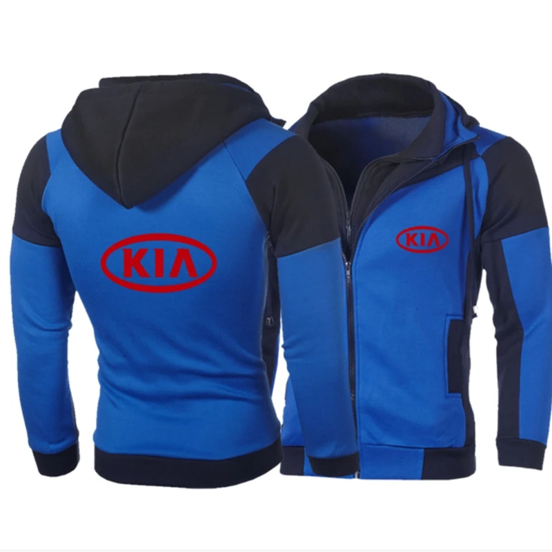 

NEW Spring Autumn Fashion Long Sleeve Cardigan Double Zipper Jacket for KIA Zipper Hoodie Men Pullover Sweatshirts