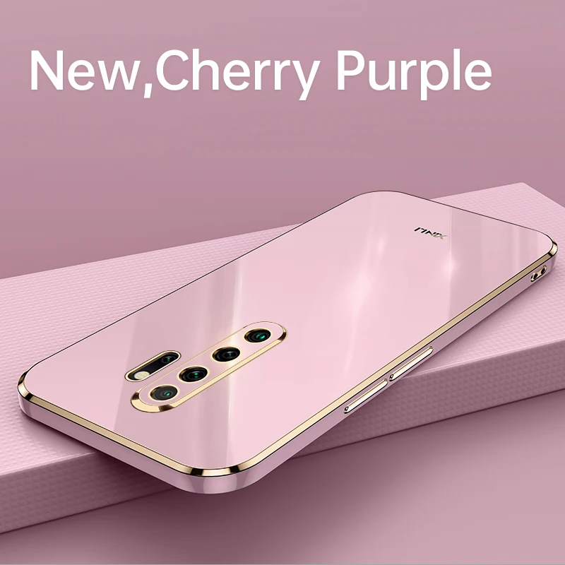 plating square gold frame phone case on for xiaomi redmi note 8 2021 new 9 s note8 8t note9 pro 9s 9t 9a 9at soft silicone cover free global shipping