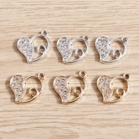 10pcs 1717mm alloy crystal love heart charms for making cute earrings pendant necklaces bracelets diy crafts jewelry findings