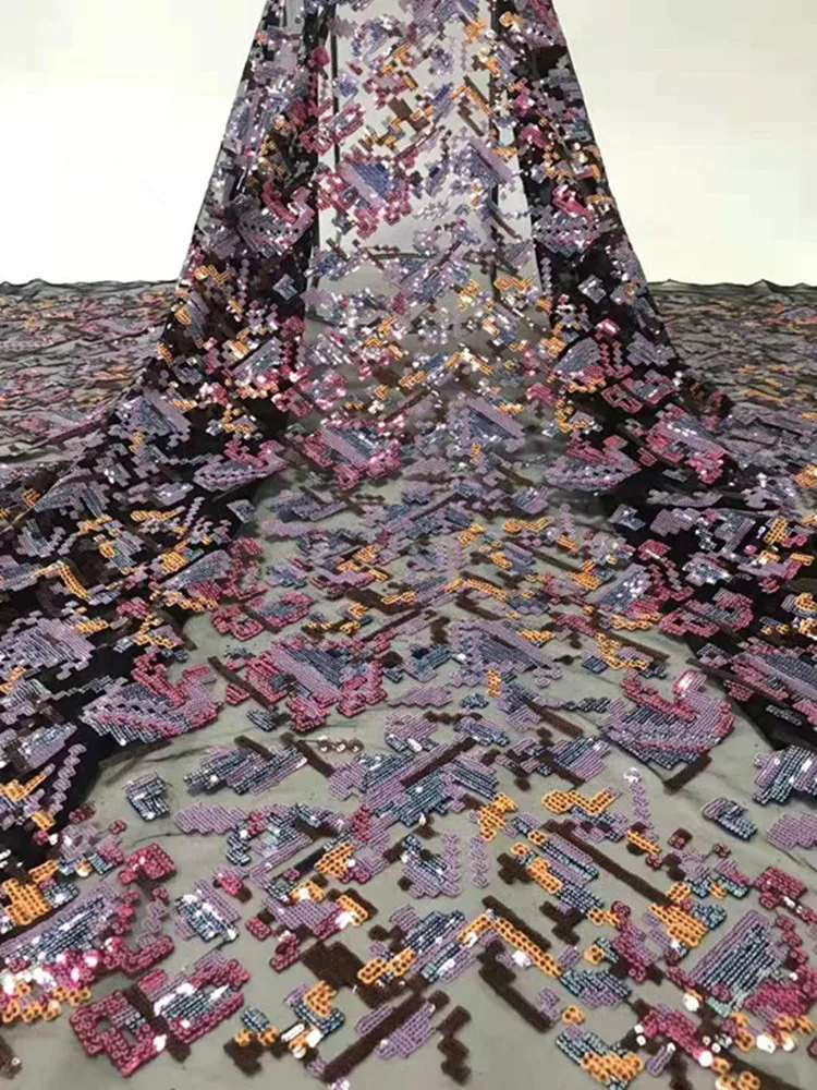 Высокое качество новый дизайн многоцветная вышивка блестками французская сетка