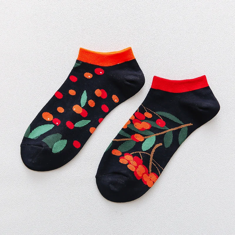 12Pair Fashion Cotton sock Crew Fruit Lemon Animal Pattern socks creative series women's socks christmas funny socks