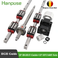 2 series track hgh151ball sfu1605 any lengthball screw support bk12 bf12 4pcs hgh15ca hgw15cc linear slider for cnc