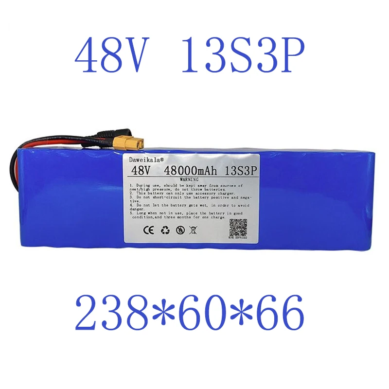 48V99999Ah 1000w 13S3P XT60 48V комплект литий-ионный батарей 99999mah для электровелосипеда 54 6 v