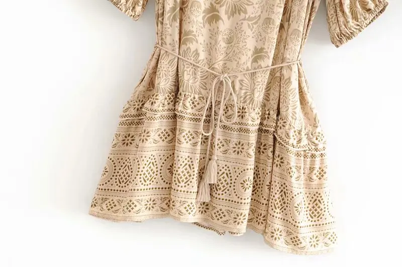 Винтажное шикарное женское платье с цветочным принтом коротким рукавом