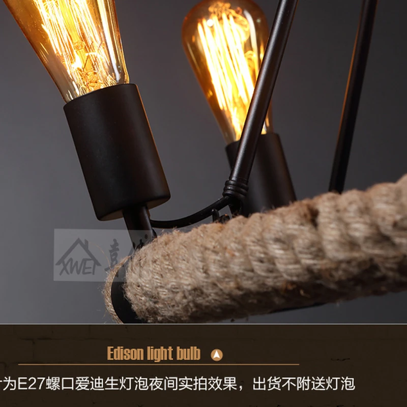 

American Village Retro Pendant Lamp Creative Pastoral Rustic Country Style Rope Pendant Lights Cafe Restaurant Bar Bookstore
