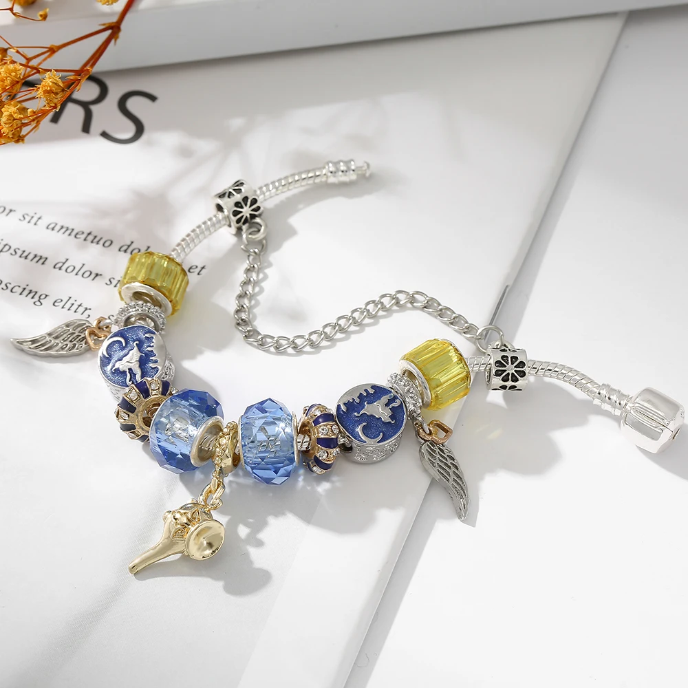 Buipoey 2019 Feather Wings Wish God Lamp Pendant Retro Jug Princess Magic Fly Carpet DIY Handmade Bangle Bracelet | Украшения и