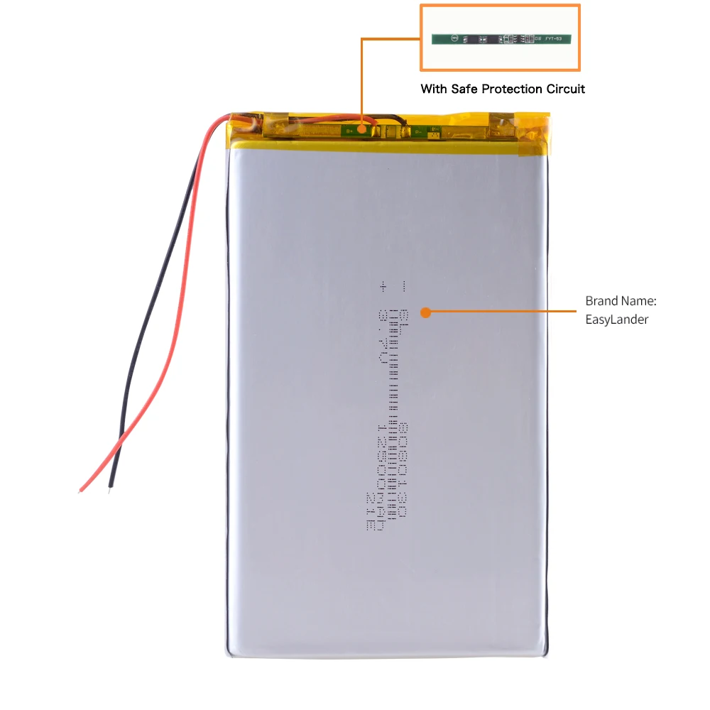 Фото 3,7 V 12500mAh 8080130 литий-полимерный литий-ионный аккумулятор для Mp3 MP4 MP5 GPS PSP mobile bluetooth №2