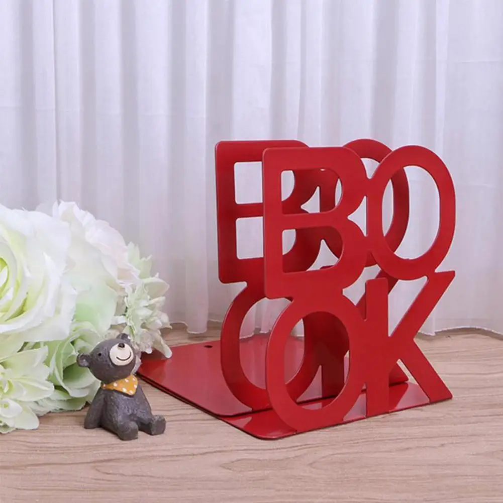 

1pair Bookend School Metal Stand Metal Letter Bookends Alphabet Holder Bezel Stationery Off Metal Ends Supplies Book Office G4P4