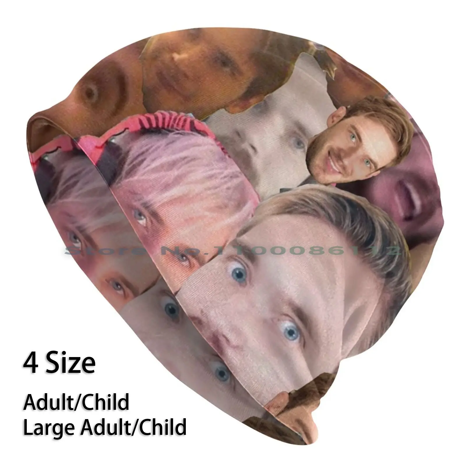 

Pewdiepie Face Collage Beanies Knit Hat Pewdiepie Youtube Famous Felix Arvid Ulf Kjellberg Swedish Brimless Knitted Hat