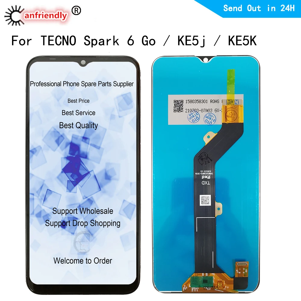 

KE5 LCD 6.52" IPS For Infinix Tecno Spark 6 Go 2020 KE5j KE5k LCD Display Touch Panel Screen Digitizer With Frame Assembly