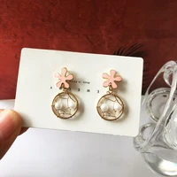 cute girls simulated pearls beautiful drop earrings temperament flowers summer earings fashion