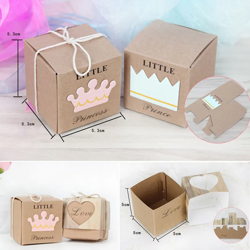 

10pcs Vintages Kraft Paper Candy Box Crown Airplane Pattern Travel Favors Packaging Boxes Wedding Birthday Partys Supplies