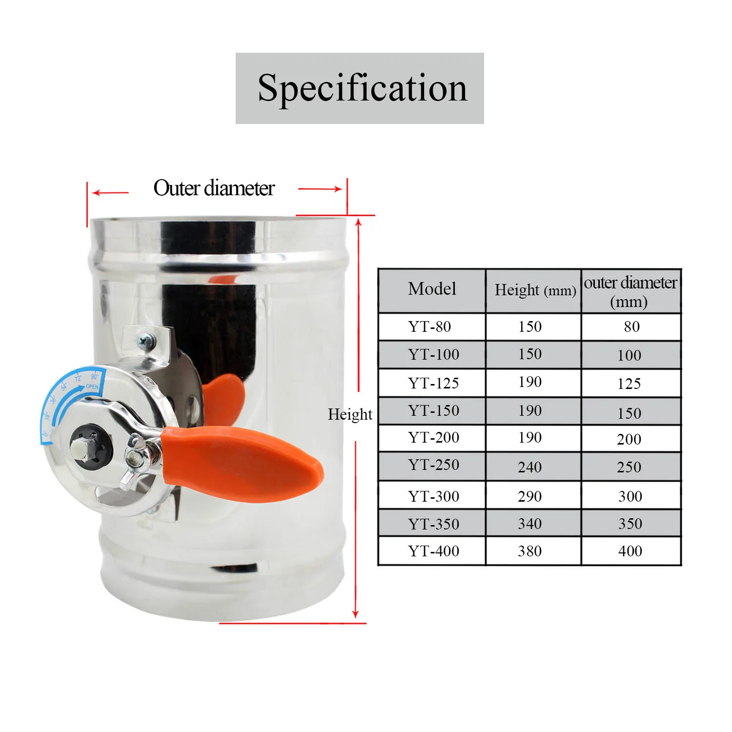 Ручная Демпферная заслонка для вентиляции вентиляционное отверстие диаметр 80 400